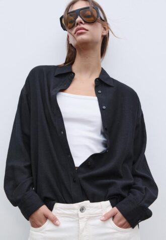 Linen-Look Flowing Shirt