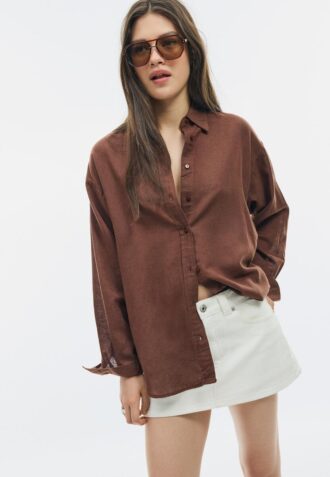 Linen-Look Flowing Shirt
