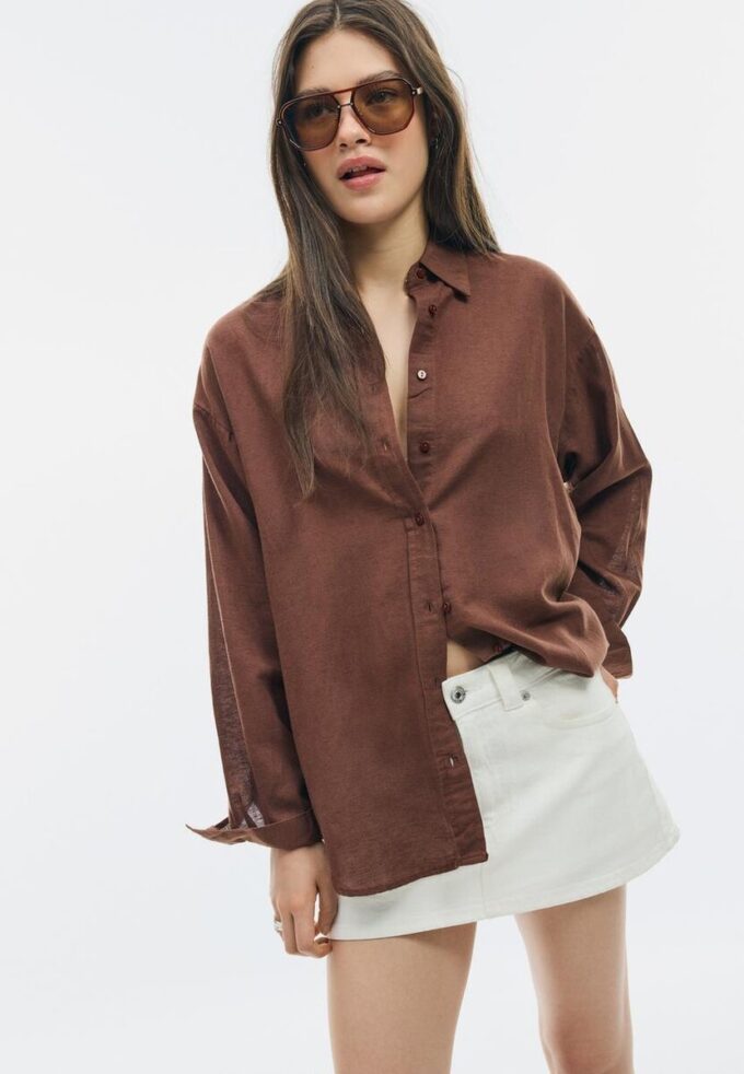 Linen-Look Flowing Shirt
