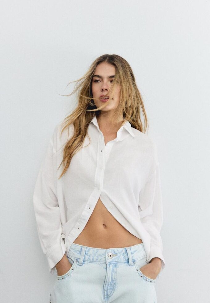Linen-Look Flowing Shirt