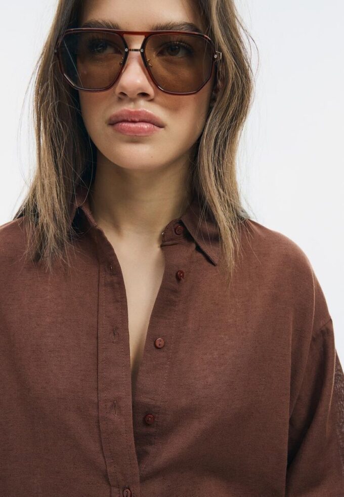 Linen-Look Flowing Shirt