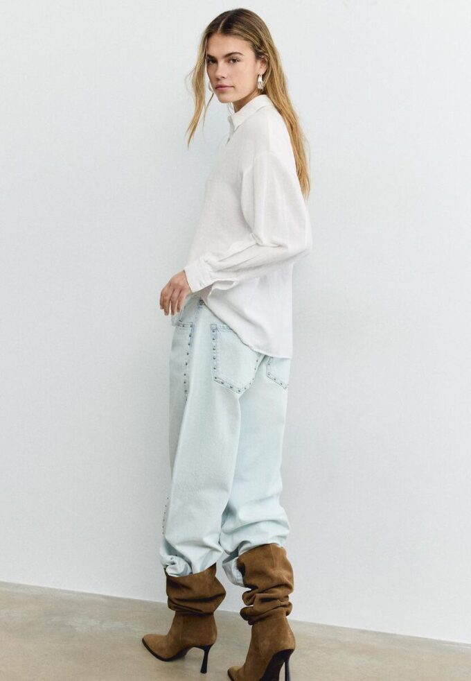 Linen-Look Flowing Shirt