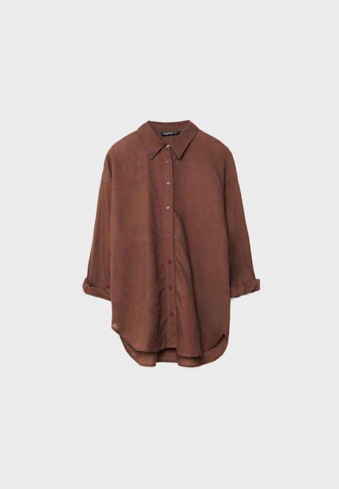 Linen-Look Flowing Shirt
