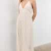 Long Crepe Dress with Beading Straps