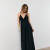 Long Crepe Dress with Beading Straps Long Crepe Dress with Beading Straps