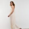 Long Crepe Dress with Beading Straps