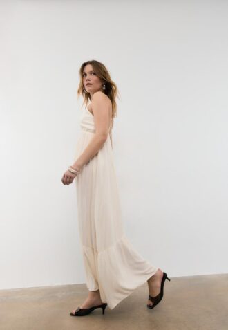 Long Crepe Dress with Beading Straps Long Crepe Dress with Beading Straps