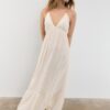 Long Crepe Dress with Beading Straps