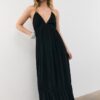 Long Crepe Dress with Beading Straps Long Crepe Dress with Beading Straps
