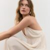 Long Crepe Dress with Beading Straps