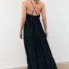 Long Crepe Dress with Beading Straps Long Crepe Dress with Beading Straps