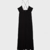 Long Crepe Dress with Beading Straps Long Crepe Dress with Beading Straps