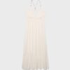 Long Crepe Dress with Beading Straps