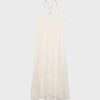 Long Crepe Dress with Beading Straps