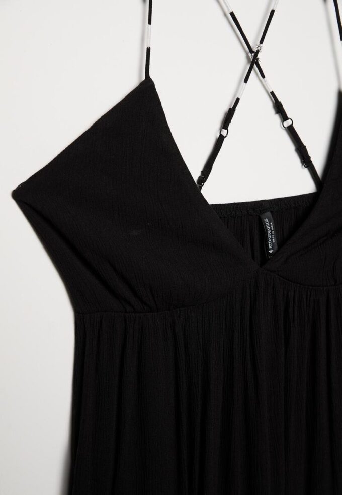 Long Crepe Dress with Beading Straps Long Crepe Dress with Beading Straps