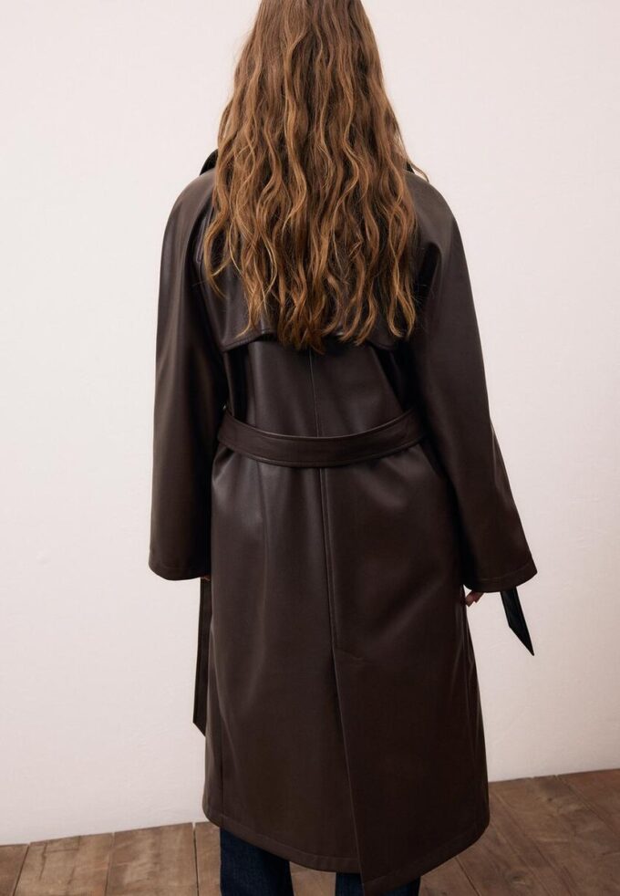 Long Faux Leather Trench Coat Long Faux Leather Trench Coat