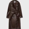 Long Faux Leather Trench Coat Long Faux Leather Trench Coat