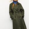 Long Faux Suede Trench Coat Long Faux Suede Trench Coat