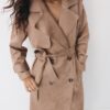 Long Faux Suede Trench Coat Long Faux Suede Trench Coat