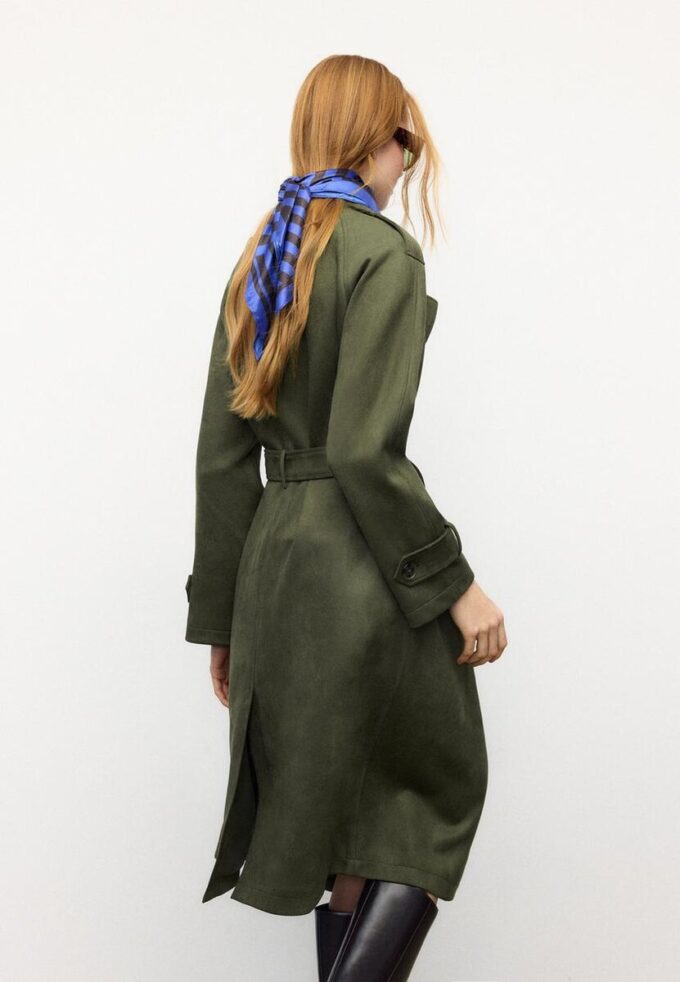 Long Faux Suede Trench Coat Long Faux Suede Trench Coat
