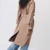 Long Faux Suede Trench Coat Long Faux Suede Trench Coat