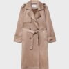 Long Faux Suede Trench Coat Long Faux Suede Trench Coat