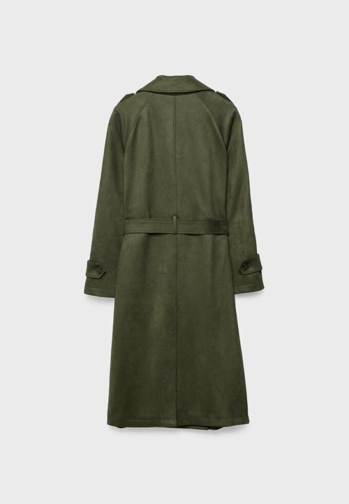 Long Faux Suede Trench Coat Long Faux Suede Trench Coat