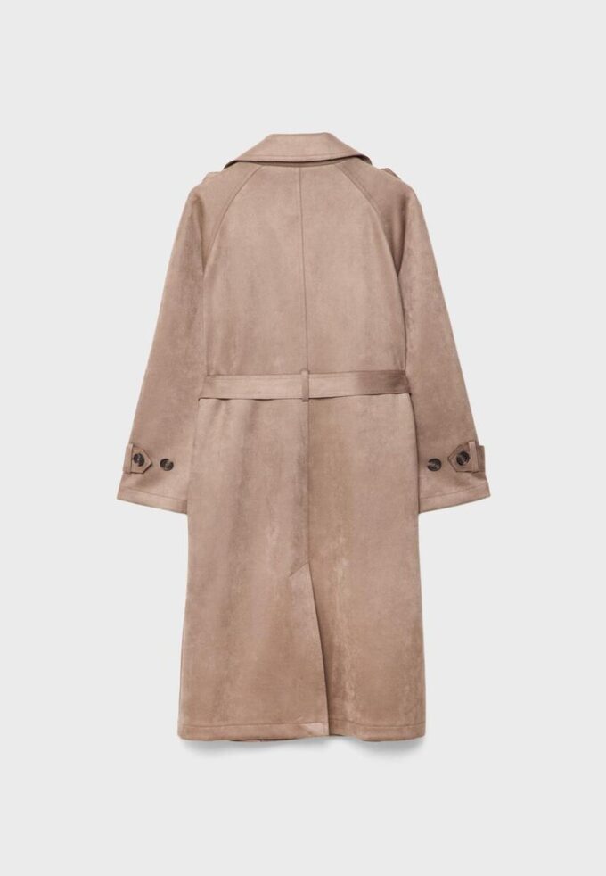 Long Faux Suede Trench Coat Long Faux Suede Trench Coat