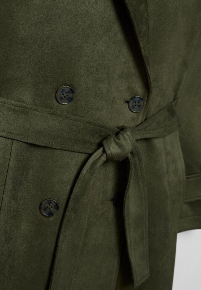 Long Faux Suede Trench Coat Long Faux Suede Trench Coat