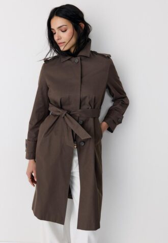 Long Single-Breasted Trench Coat