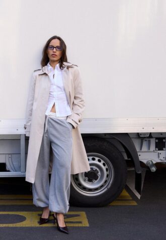 Long Single-Breasted Trench Coat