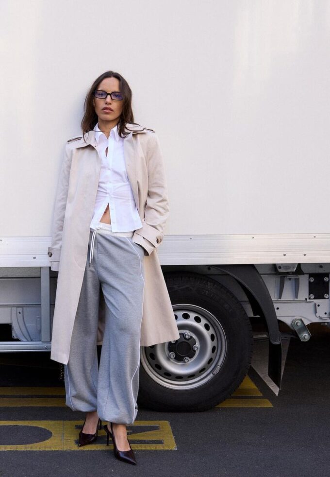 Long Single-Breasted Trench Coat