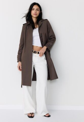 Long Single-Breasted Trench Coat