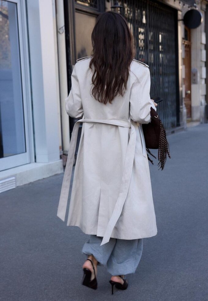 Long Single-Breasted Trench Coat