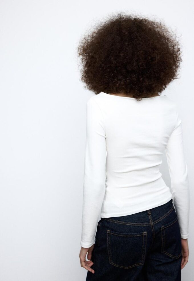 Long Sleeve T-Shirt with Gathering
