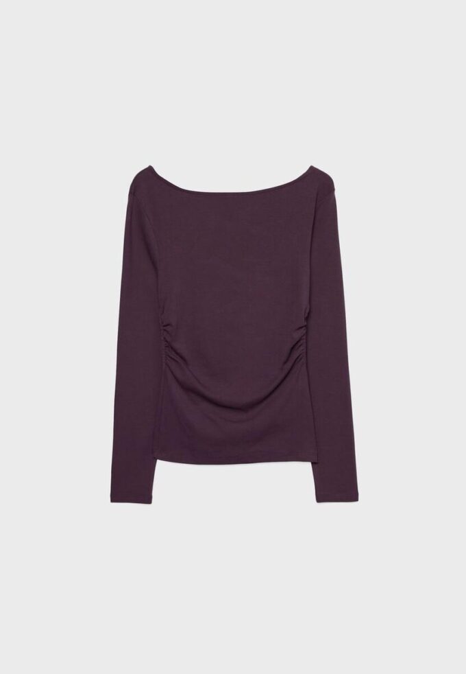 Long Sleeve T-Shirt with Gathering