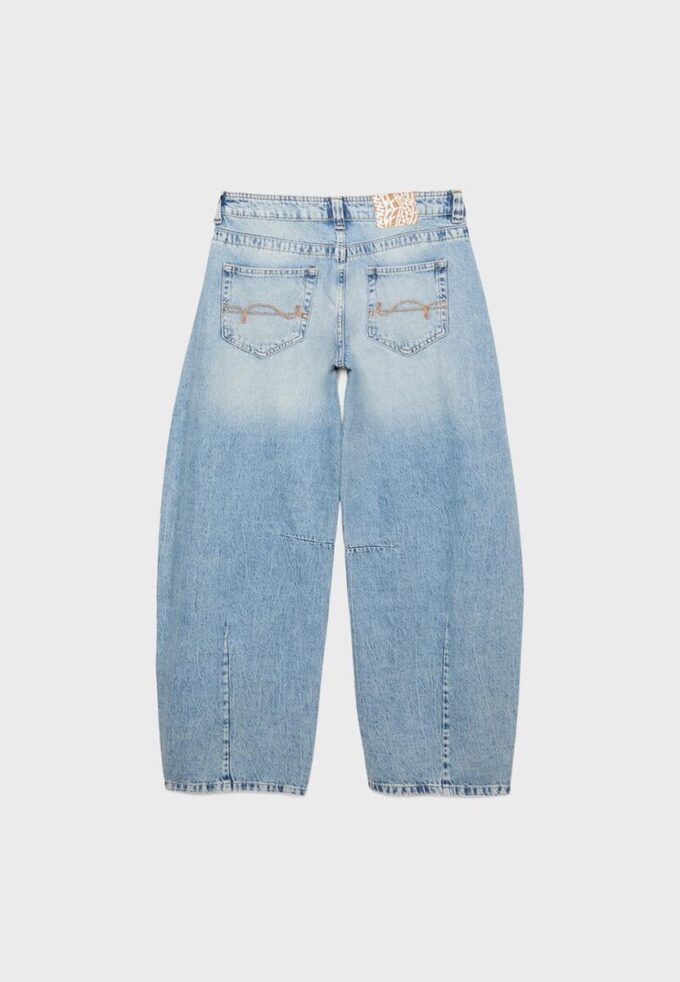 Low-Rise Barrel-Leg Jeans