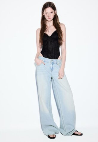 Low-Rise Double-Button Jeans