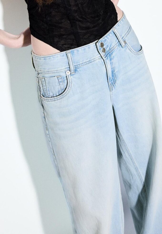 Low-Rise Double-Button Jeans