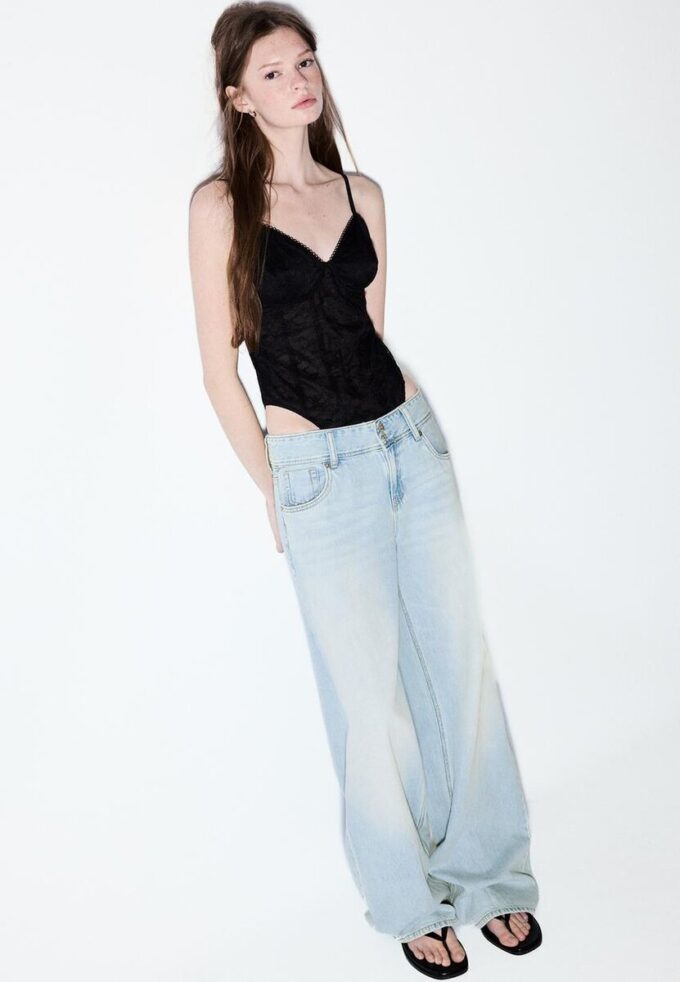 Low-Rise Double-Button Jeans