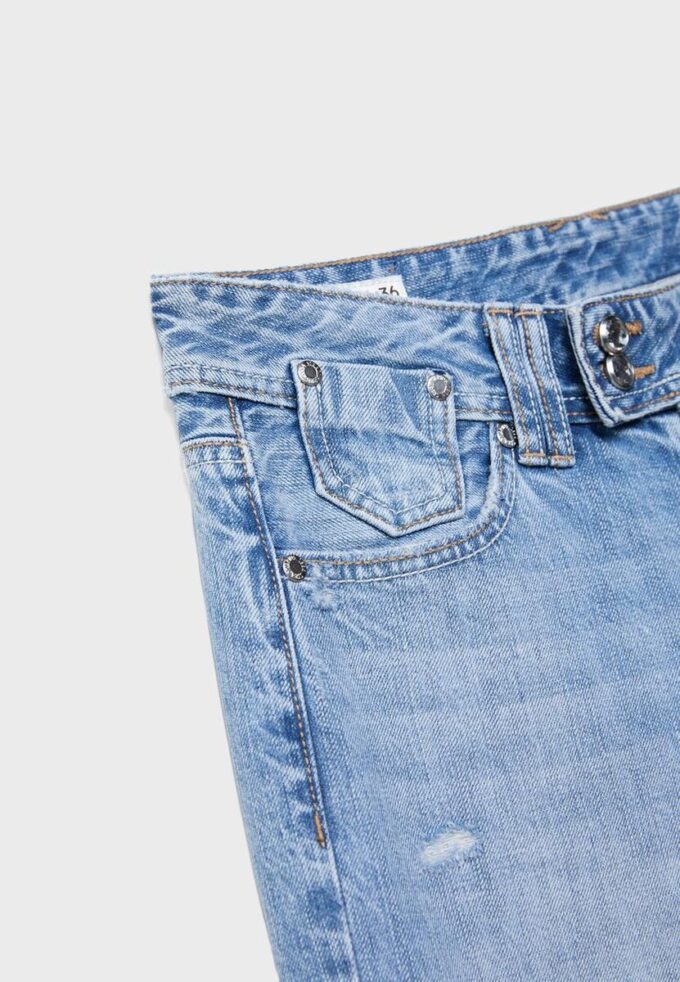 Low-Rise Wide-Leg Jeans with Jewel Button