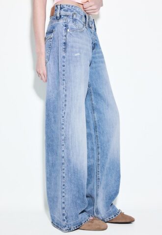 Low-Rise Wide-Leg Jeans with Jewel Button