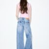 Low-Rise Wide-Leg Jeans with Jewel Button