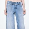 Low-Rise Wide-Leg Jeans with Jewel Button