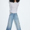 Low-Rise Wide-Leg Jeans with Star Detail