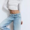 Low-Rise Wide-Leg Jeans with Star Detail