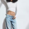 Low-Rise Wide-Leg Jeans with Star Detail