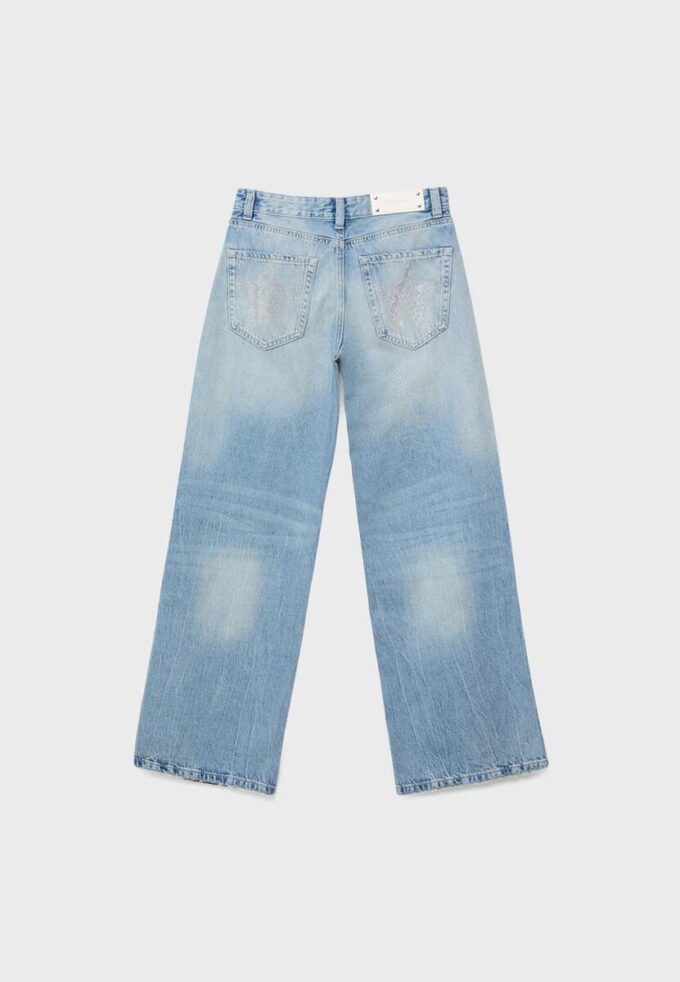 Low-Rise Wide-Leg Jeans with Star Detail