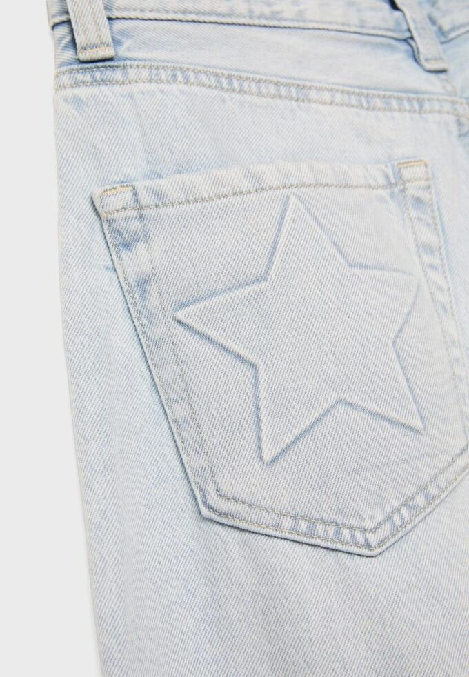 Low-Rise Wide-Leg Jeans with Star Detail