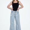 Low-Waist Wide-Leg Jeans with Rhinestones